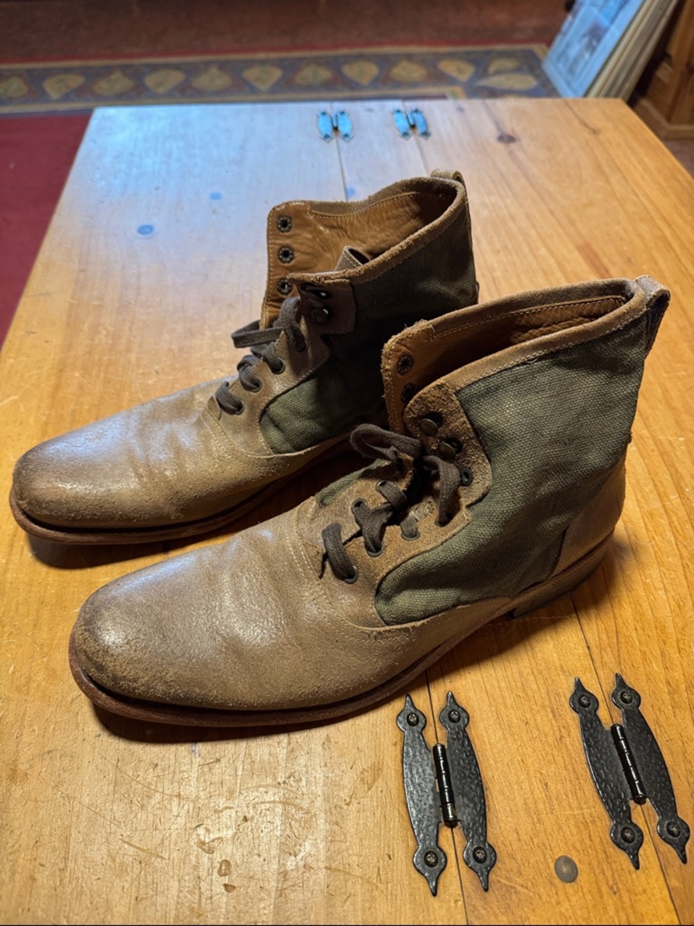 John Varvatos canvas and leather Bowery boots size 9.